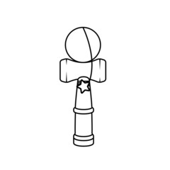 Toss and Catch Wooden Hammer Ball Outline Icon on White Background