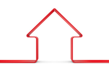 red house on white background. Isolated 3d illustration