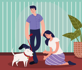couple with a dog