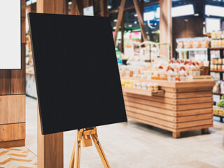 Blackboard Sign stand Blank Poster Blur Supermarket retail Shop background