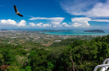 panorama view of Phuket Beach at Chalong, Kata, Karon and Patong Phuket Thailand