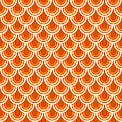 Abstract geometric pattern with rainbow semicircles in retro style Fish scales pattern Vintage limited colors © Olga