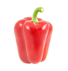 Pepper sweet red single isolated on white background with clipping path, element of packaging design. Full depth of field.