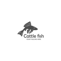 Cattle fish logo design inspiration with gray  color. 