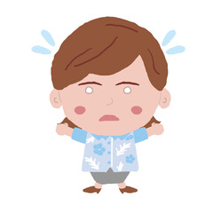 びっくりする沖縄のかりゆしウェアを着た女性　イラスト素材