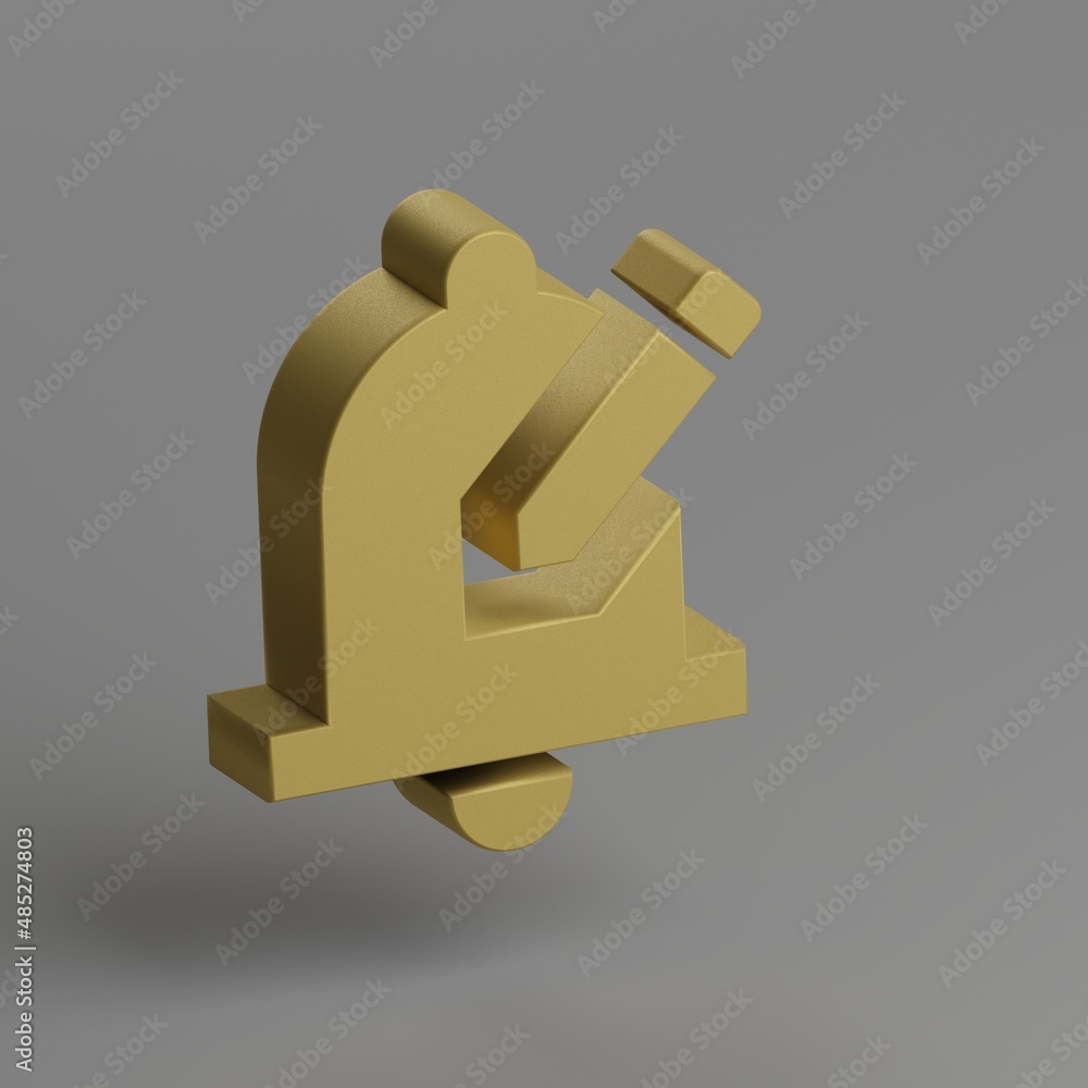 Poster Edit Notifications icon. Yellow symbol social icons on gray background. 3d rendering illustration. Background pattern for design.