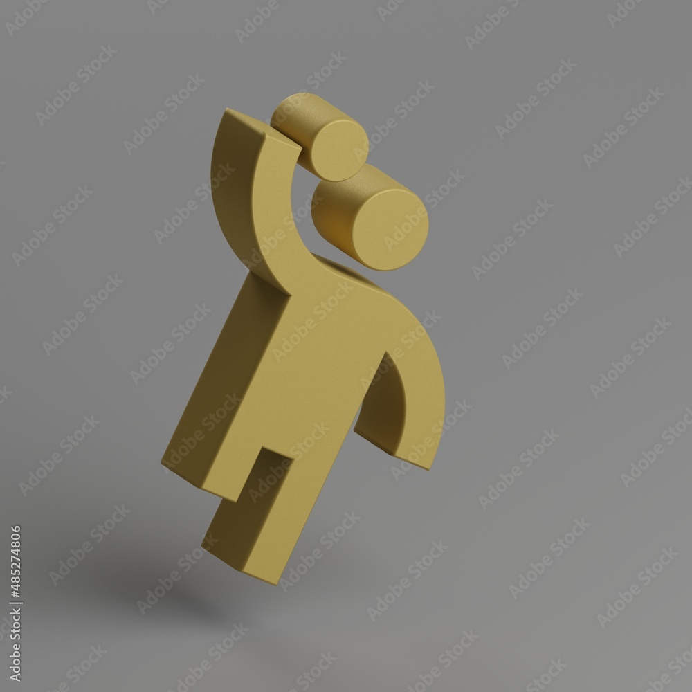 Poster sports handball icon. yellow symbol social icons on gray background. 3d rendering illustration. back