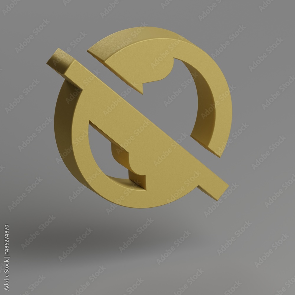 Poster Public Off. icon. Yellow symbol social icons on gray background. 3d rendering illustration. Background pattern for design.
