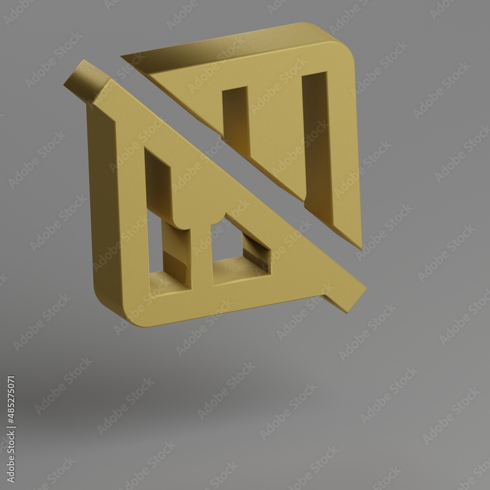Aufkleber piano 0ff icon. yellow symbol social icons on gray background. 3d rendering illustration. background