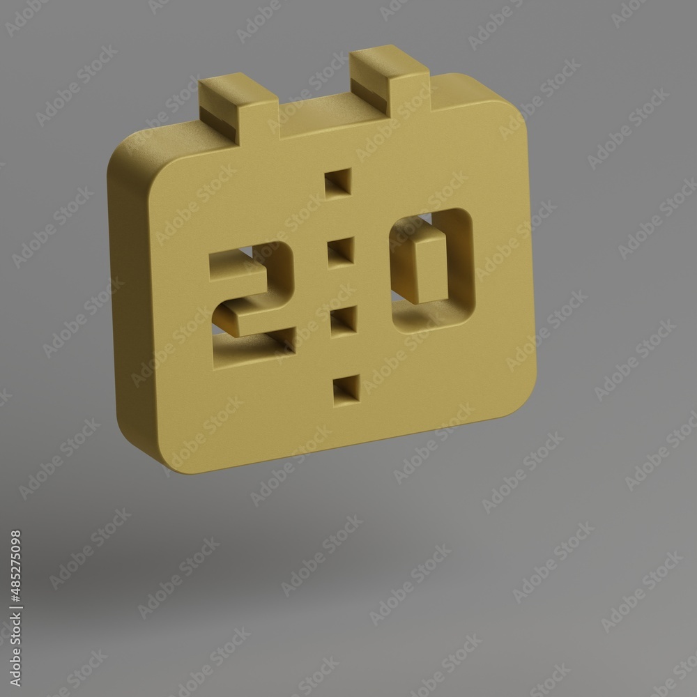 Poster scoreboard icon. yellow symbol social icons on gray background. 3d rendering illustration. backgroun