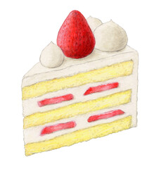 ショートケーキ　ケーキ　手描き