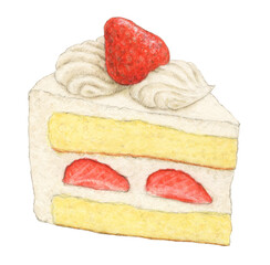 ショートケーキ　ケーキ　手描き