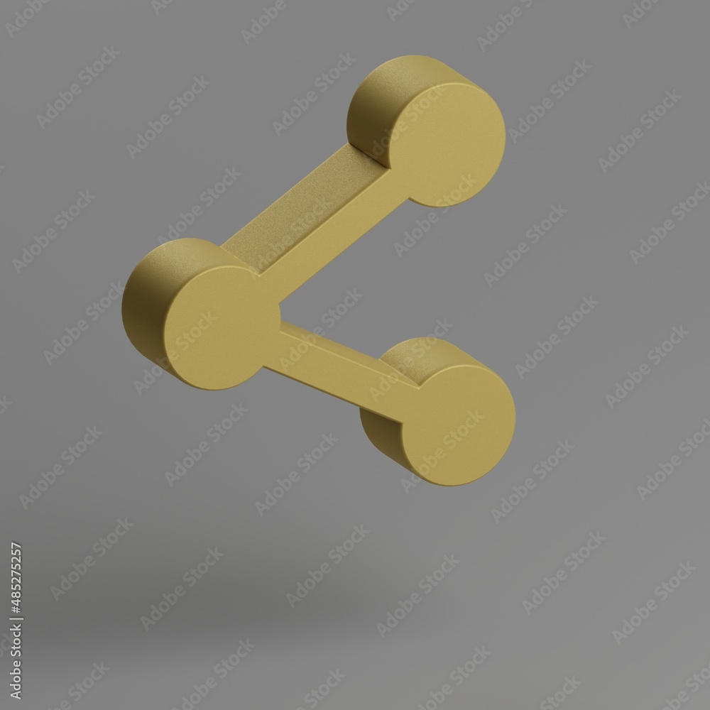 Poster share icon. yellow share symbol social icons on gray background. 3d rendering illustration. backgrou