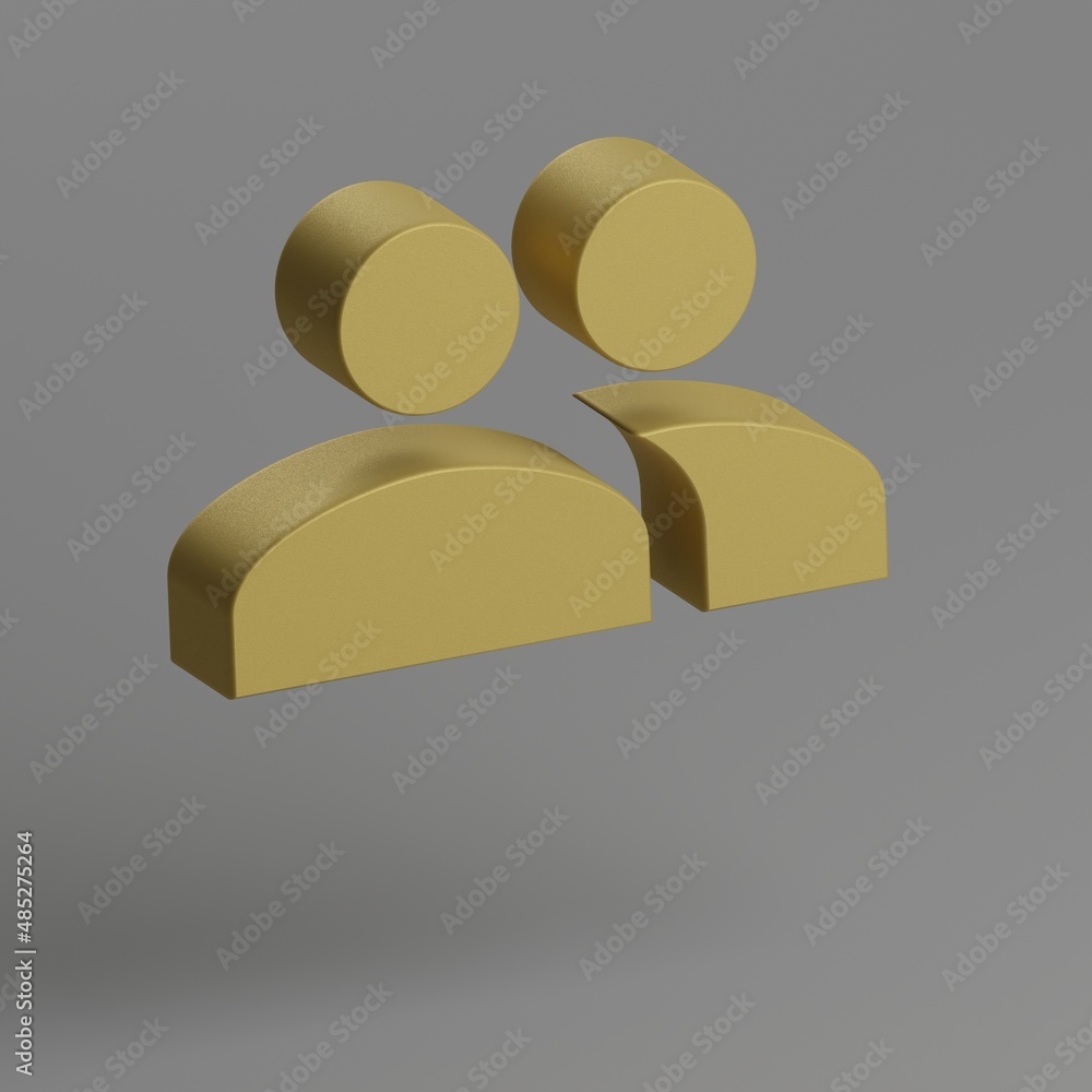 Poster people icon. yellow people symbol social icons on gray background. 3d rendering illustration. backgr