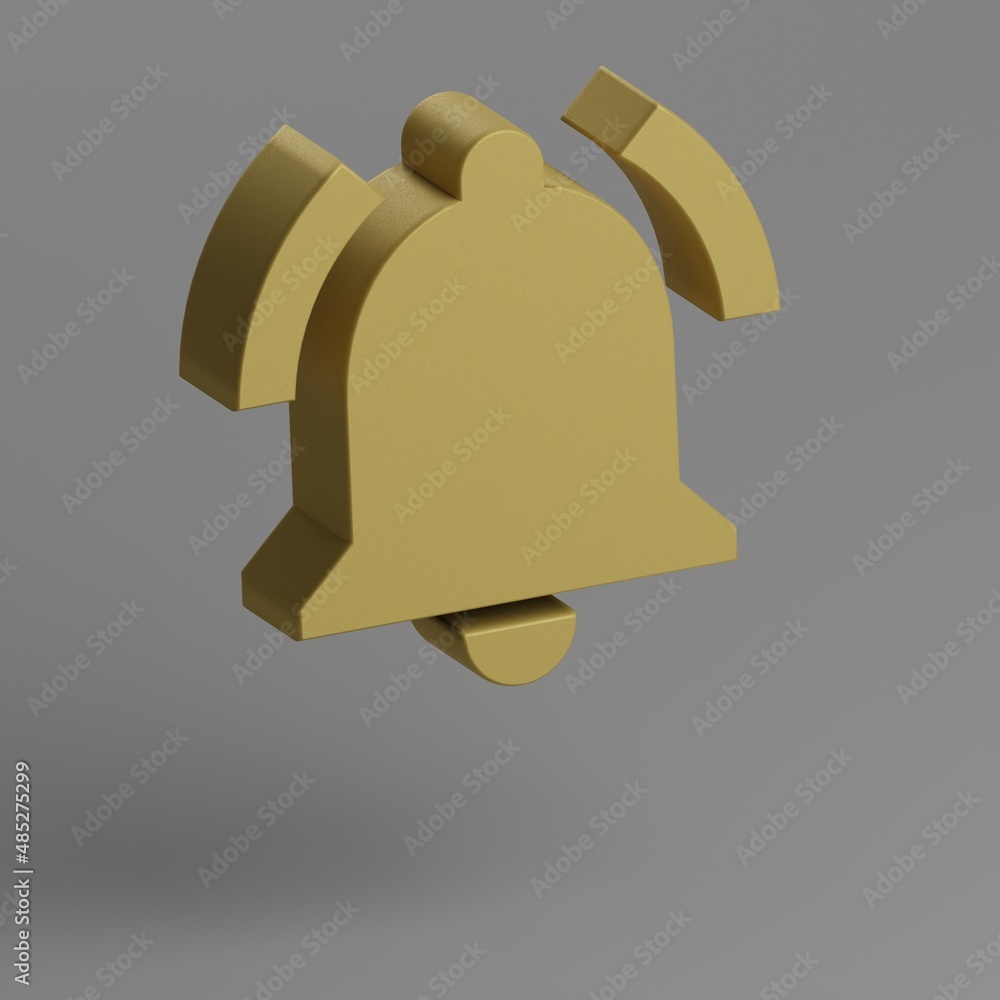 Aufkleber Notifications Active icon. Yellow symbol social icons on gray background. 3d rendering illustration. Background pattern for design..
