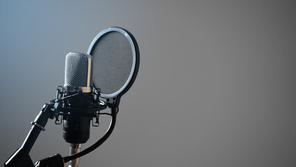マイクとポップガード　音声収録イメージ