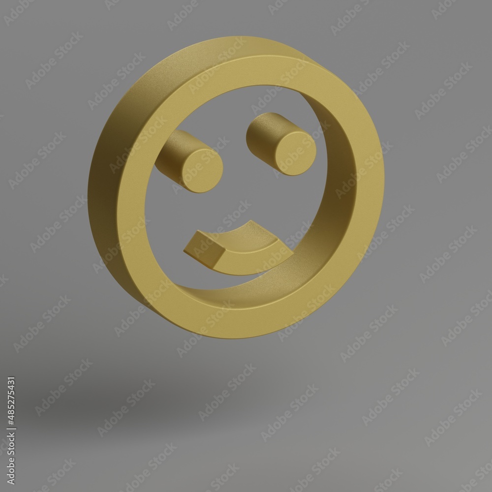 Poster Sentiment Satisfied. icon. Yellow symbol social icons on gray background. 3d rendering illustration. Background pattern for design.