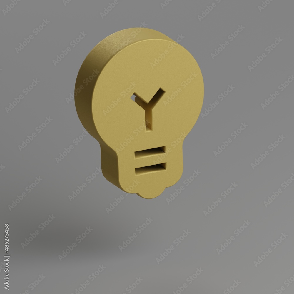 Poster light bulb icon. yellow symbol social icons on gray background. 3d rendering illustration. backgroun