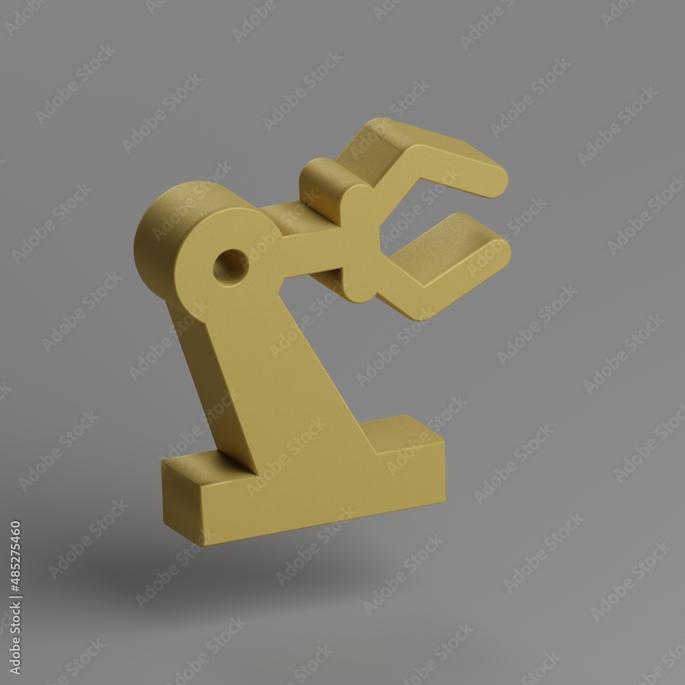 Poster Precision Manufacturing icon. Yellow symbol social icons on gray background. 3d rendering illustration. Background pattern for design.