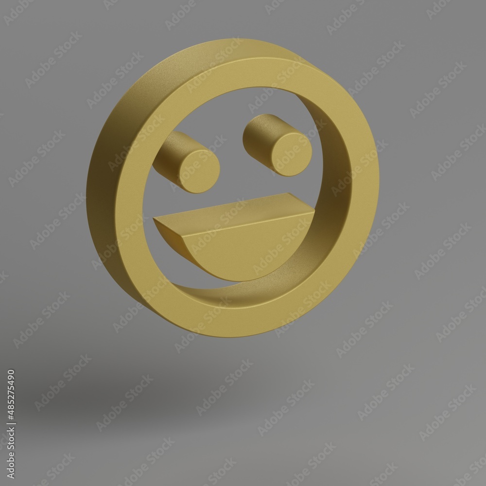 Poster Mood icon. Yellow symbol social icons on gray background. 3d rendering illustration. Background pattern for design.