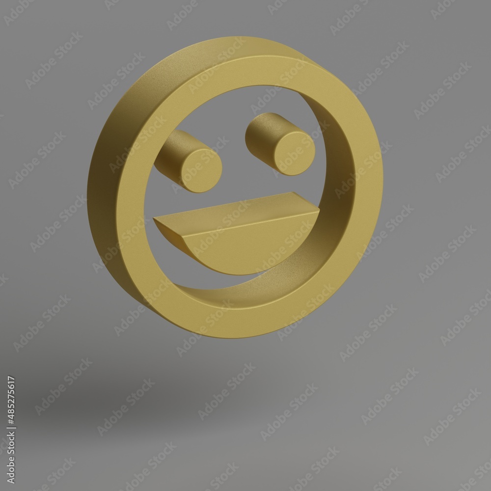 Poster Mood icon. Yellow symbol social icons on gray background. 3d rendering illustration. Background pattern for design.