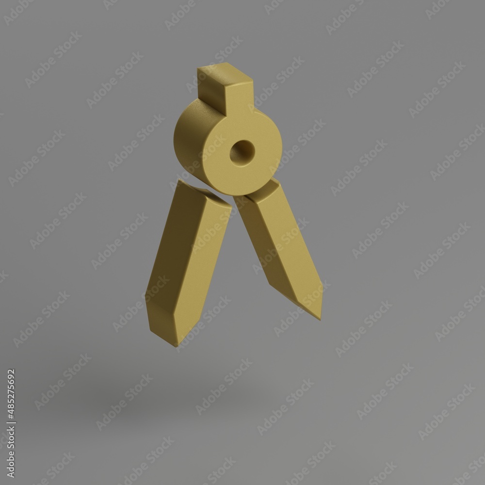 Poster Architecture icon. Yellow symbol social icons on gray background. 3d rendering illustration. Background pattern for design.