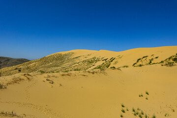 Sand dunes of the Sarykum dune. A natural monument. Dagestan. Russia.