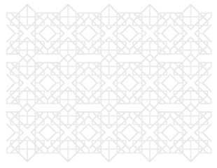 Black and white 2D CAD drawing of Islamic geometric pattern. Islamic patterns use elements of geometry that are repeated in their designs.
