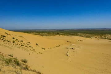Sand dunes of the Sarykum dune. A natural monument. Dagestan. Russia.