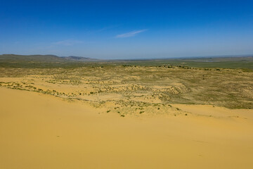 Sand dunes of the Sarykum dune. A natural monument. Dagestan. Russia.