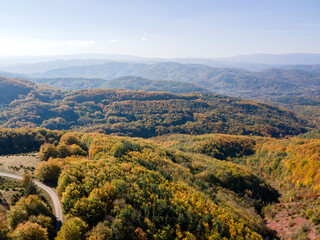 Aerial Autumn Landscape of Erul mountain near Kamenititsa peak, Bulgaria