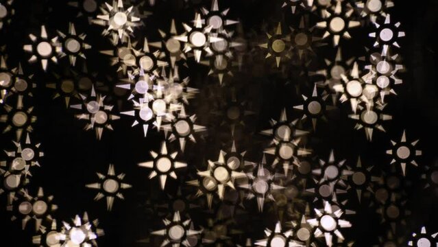 Abstract blurry, low depth of field bokeh light shapes. Vivid, colourful light effects, 4K background video clip with different shapes and dots in various colours. Perfect for Christmas backgrounds