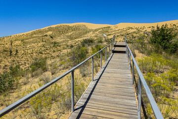 Obraz premium Sand dunes of the Sarykum dune. A natural monument. Dagestan. Russia.