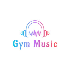 Modern Fitness Gym music logo design template. barbell and dumbbell icon. Vector art illustration