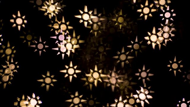 Abstract blurry, low depth of field bokeh light shapes. Vivid, colourful light effects, 4K background video clip with different shapes and dots in various colours. Perfect for Christmas backgrounds