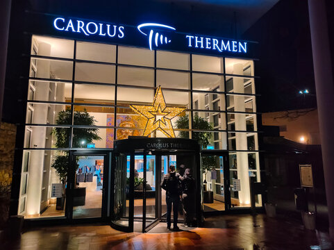 The main entrance to Carolus Thermen in Aachen, Germany