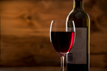 red wine glass with bottle 