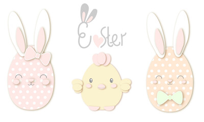 Easter illustration egg and flower paper art