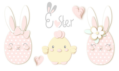 Easter illustration egg and flower paper art