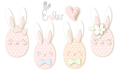 Easter illustration egg and flower paper art