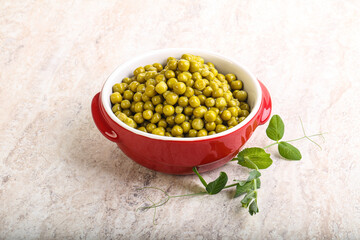 Marinated Green peas in the bowl
