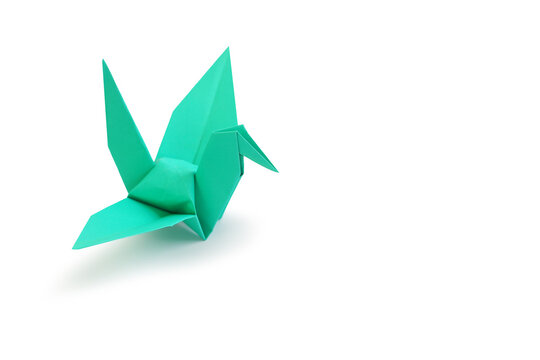 Origami bird isolated on white studio background. Image with Clipping path and copy space