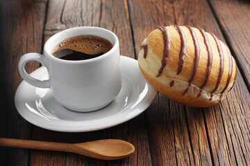 Donut with chocolate and coffee