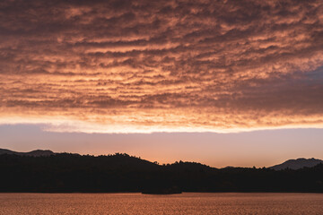 sunset over the lake