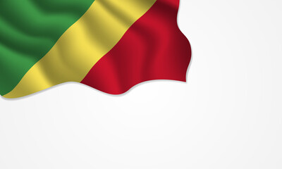 Congo flag waving illustration with copy space on isolated background