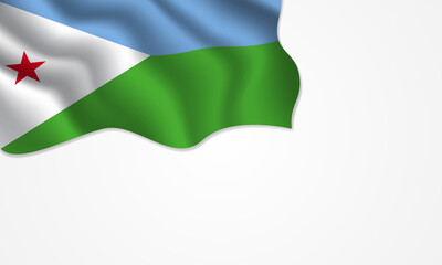 Djibouti flag waving illustration with copy space on isolated background