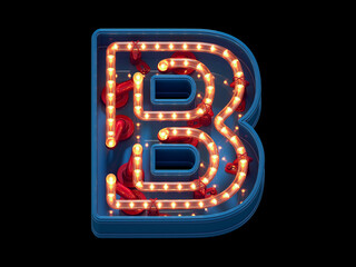 Led dots neon font. Letter B