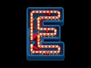 Led dots neon font. Letter E