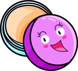 Cute pink powder makeup cartoon character