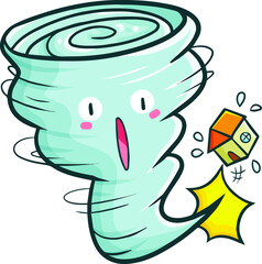 Funny tornado blow away a house